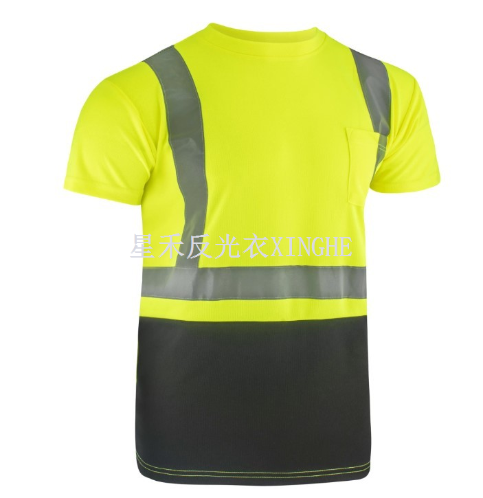 แขนสั้นเพื่อความปลอดภัยสะท้อนแสงมองเห็นสูง